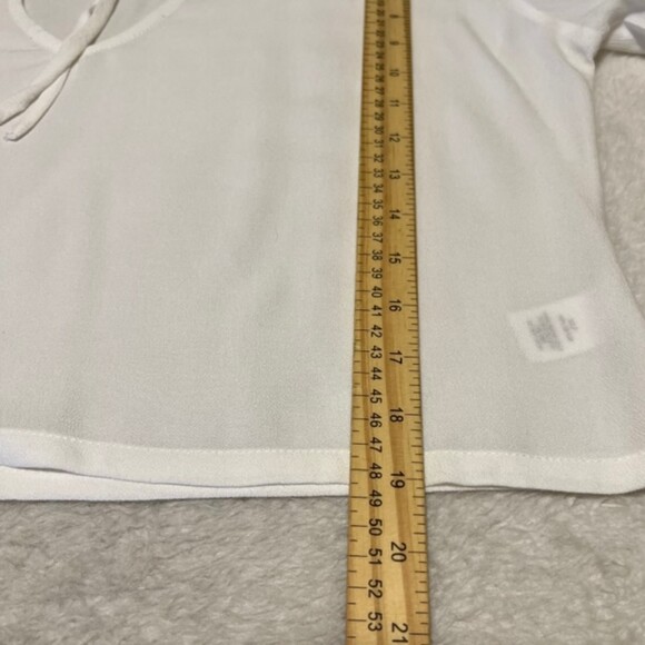 Lulus Womens White Tie Front Cropped Textured Top Studded Bell Sleeve Size Large - Picture 12 of 12